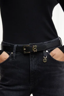 Clearance Abbot Leather Belt (Black Gold) Women Belts|Belts