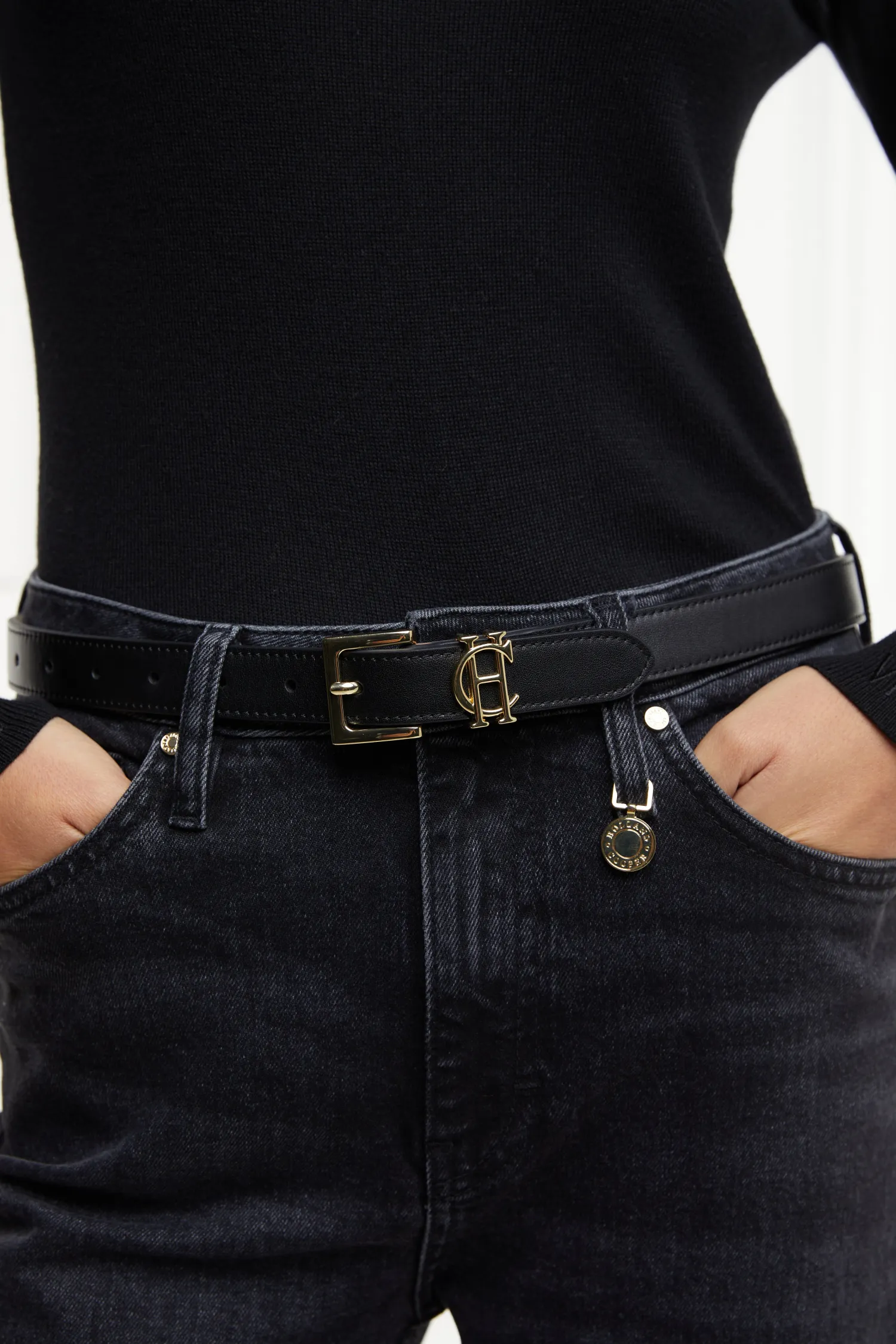 Clearance Abbot Leather Belt (Black Gold) Women Belts|Belts