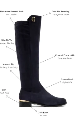 Sale Albany Knee Boot (Ink Navy Suede) Women Boots