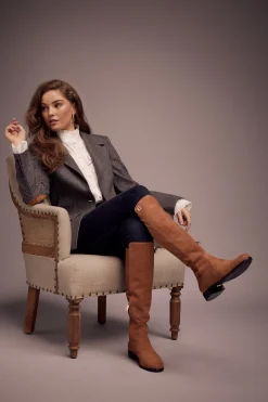 Hot Albany Knee Boot (Tan Suede) Women Boots