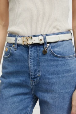 New Atelier Ultra Slim Belt (Off White) Women Belts|Belts