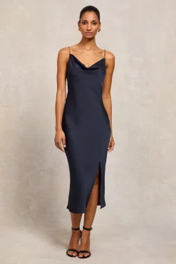 Sale Aurora Satin Dress (Ink Navy) Women Dresses