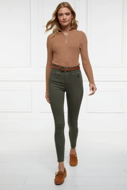 New Ava Quarter Zip Knit (Dark Camel Marl) Women Knitwear