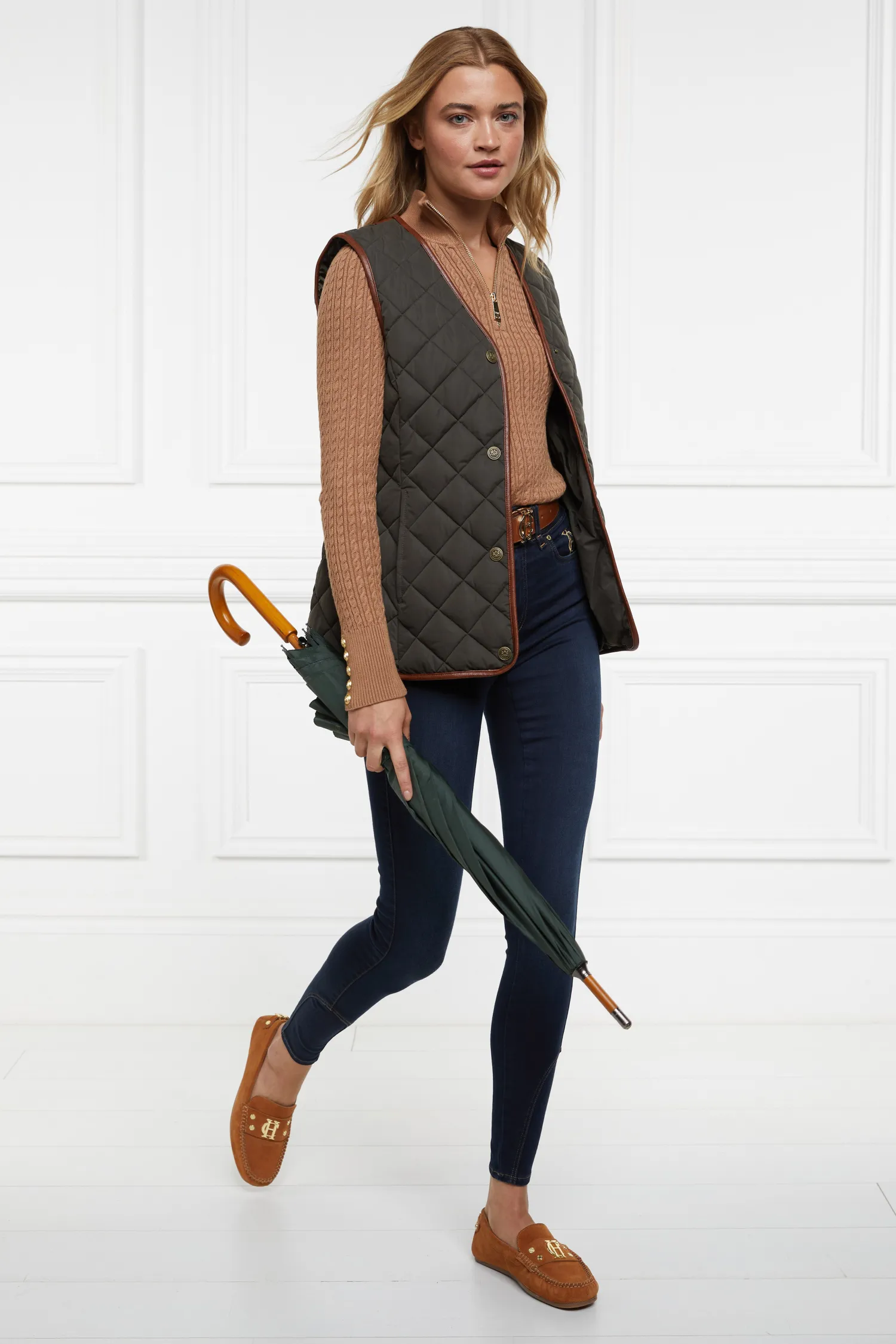 New Ava Quarter Zip Knit (Dark Camel Marl) Women Knitwear