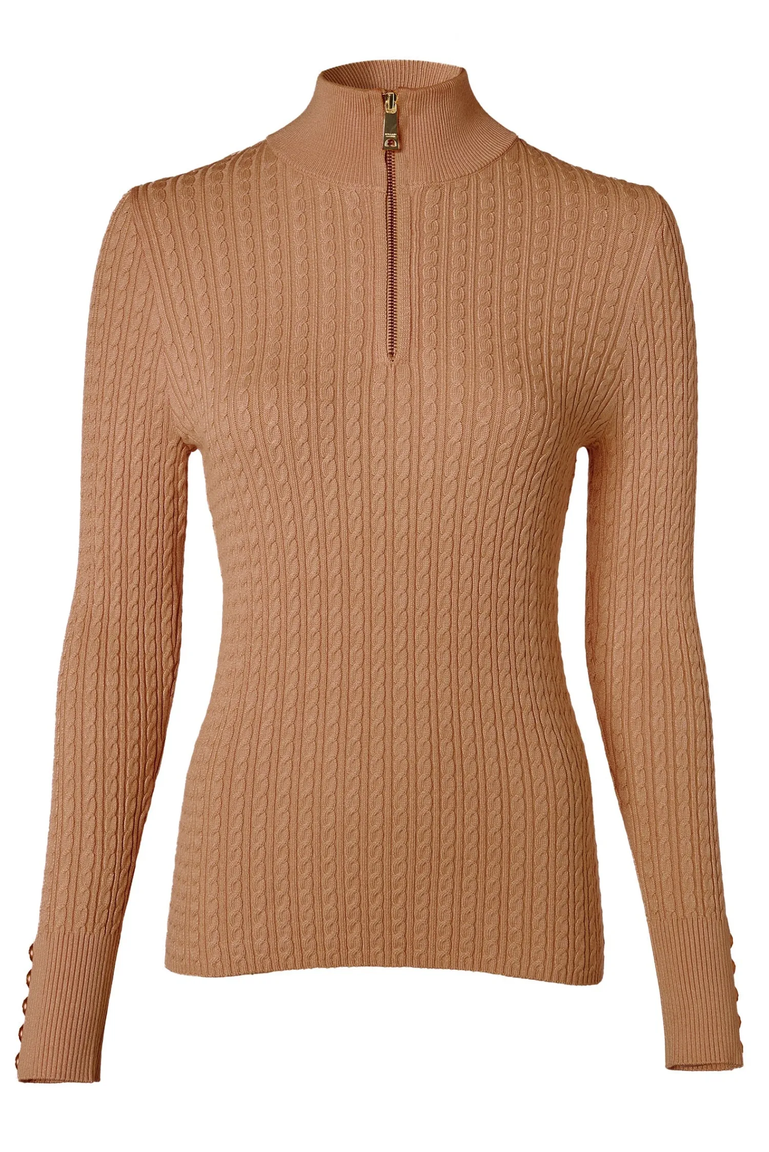 New Ava Quarter Zip Knit (Dark Camel Marl) Women Knitwear