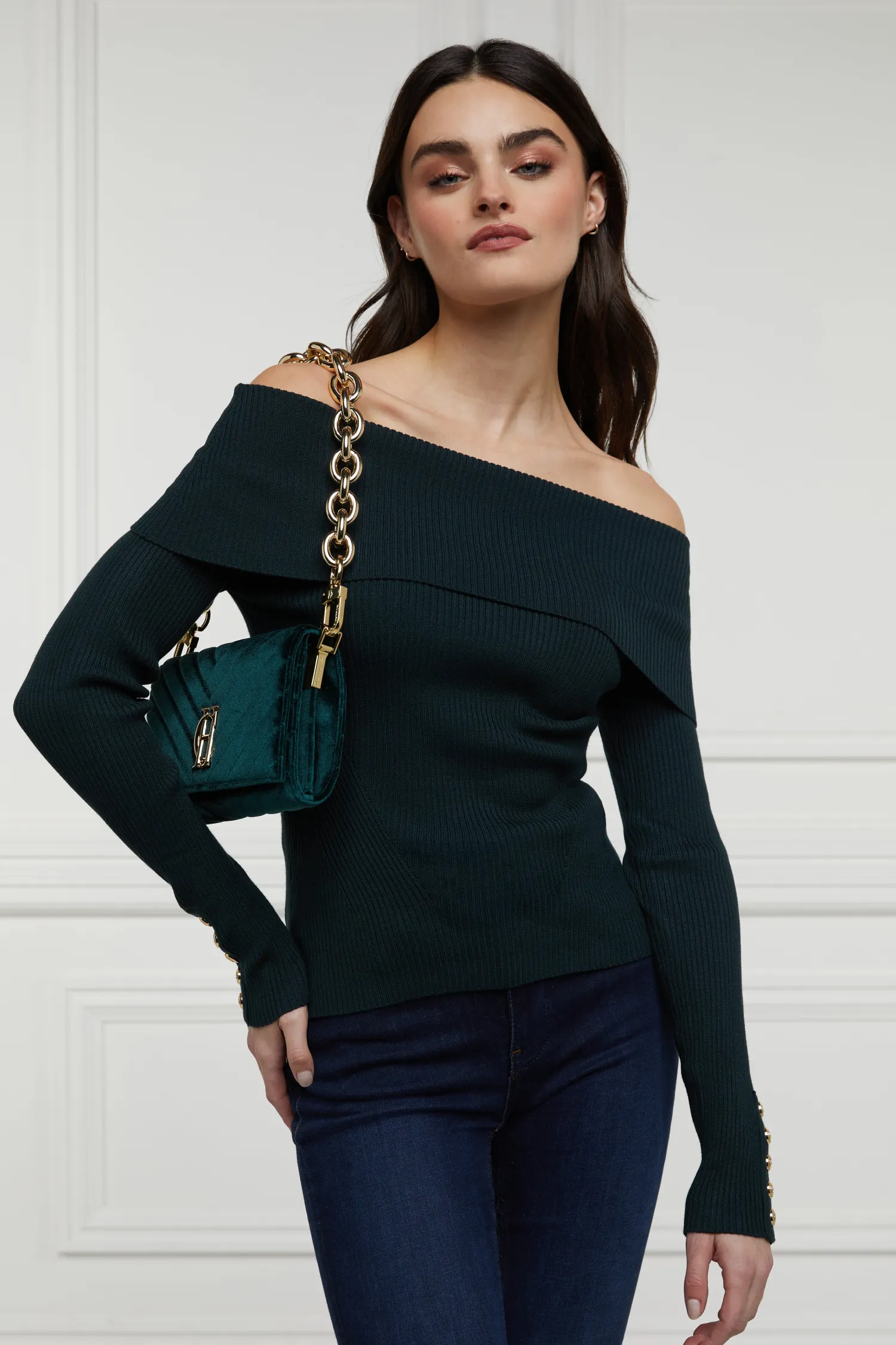 Clearance Bardot Knit (Deep Emerald) Women Tops|Knitwear