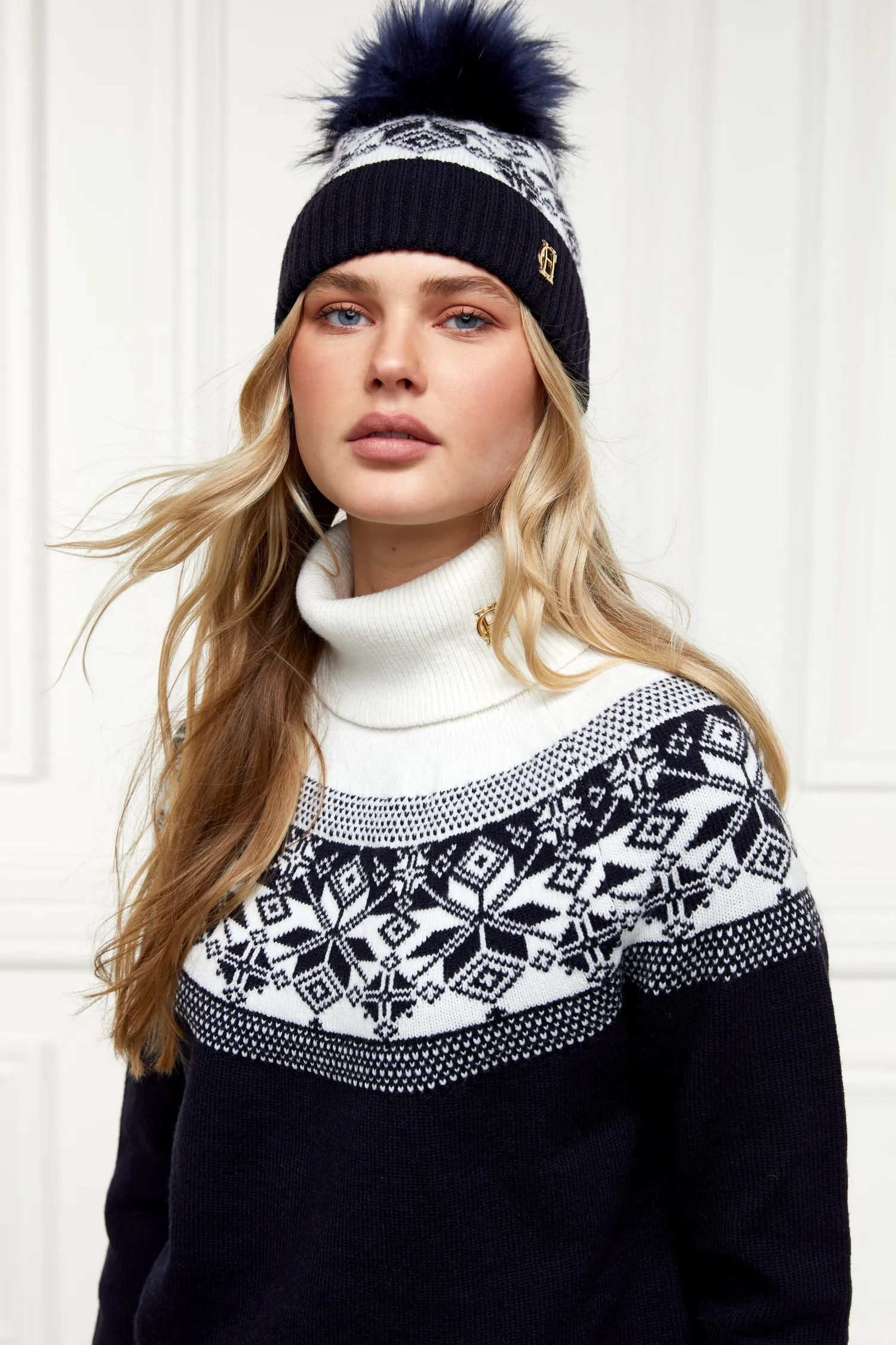 Discount Beatrice Bobble Hat (Ink Navy Cream) Women Hats & Headbands|Hats & Headbands