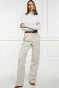 New Belgravia Wide Leg Trouser (Natural Linen) Women Trousers|Tailoring