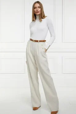 New Belgravia Wide Leg Trouser (Natural Linen) Women Trousers|Tailoring