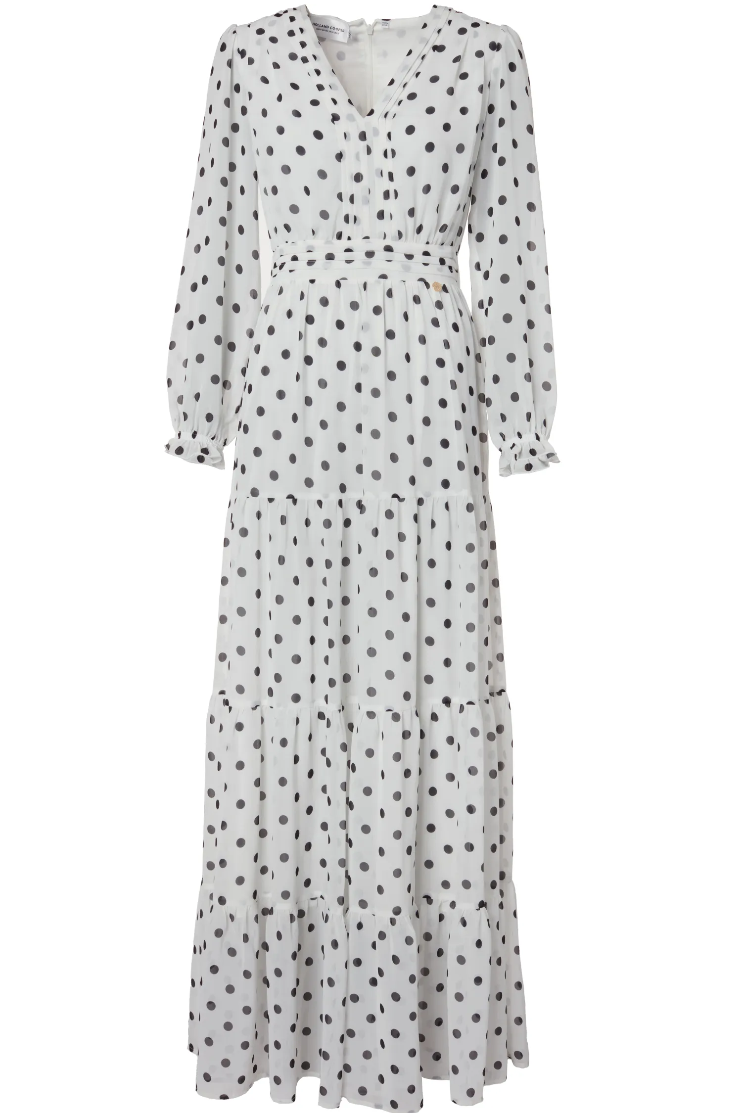 Discount Bella Tiered Maxi Dress (White Black Polka Dot) Women Dresses