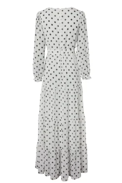 Discount Bella Tiered Maxi Dress (White Black Polka Dot) Women Dresses