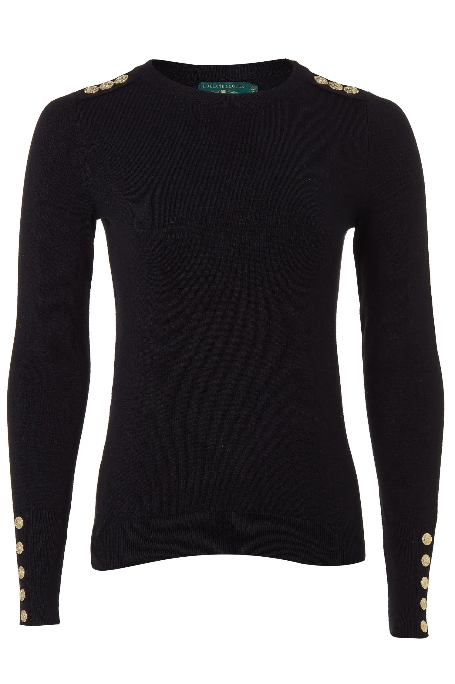 Hot Buttoned Knit Crew Neck Women Knitwear