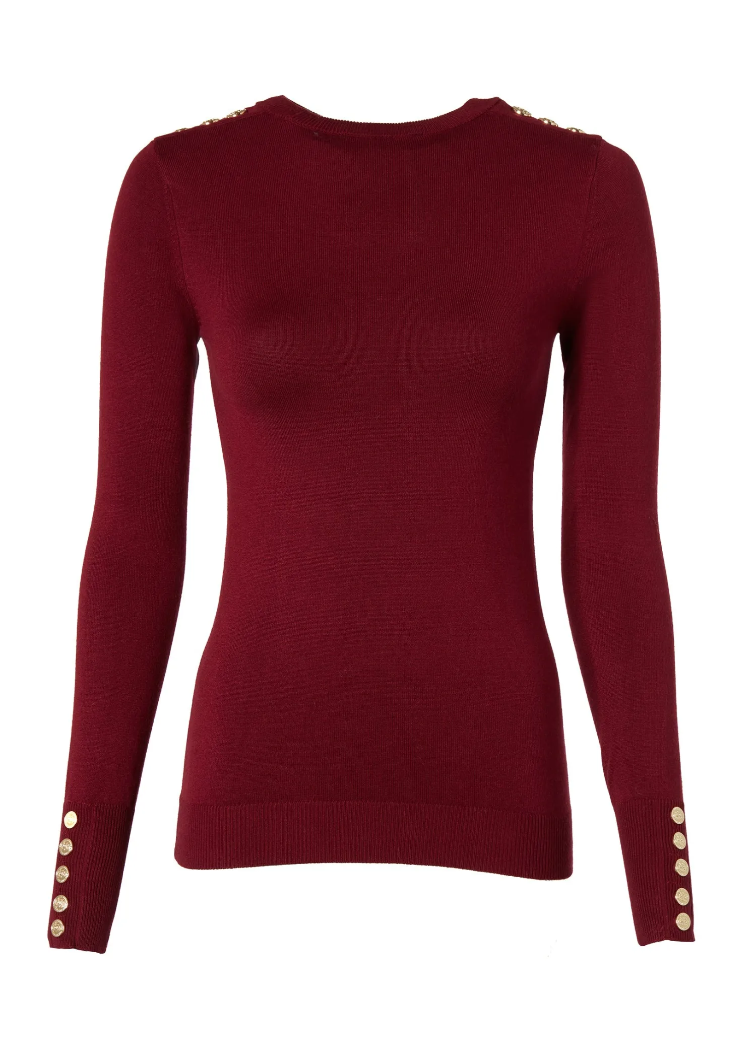 Hot Buttoned Knit Crew Neck Women Knitwear