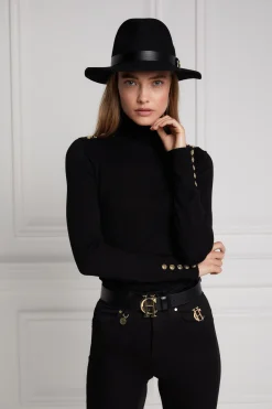 Outlet Buttoned Knit Roll Neck Women Knitwear