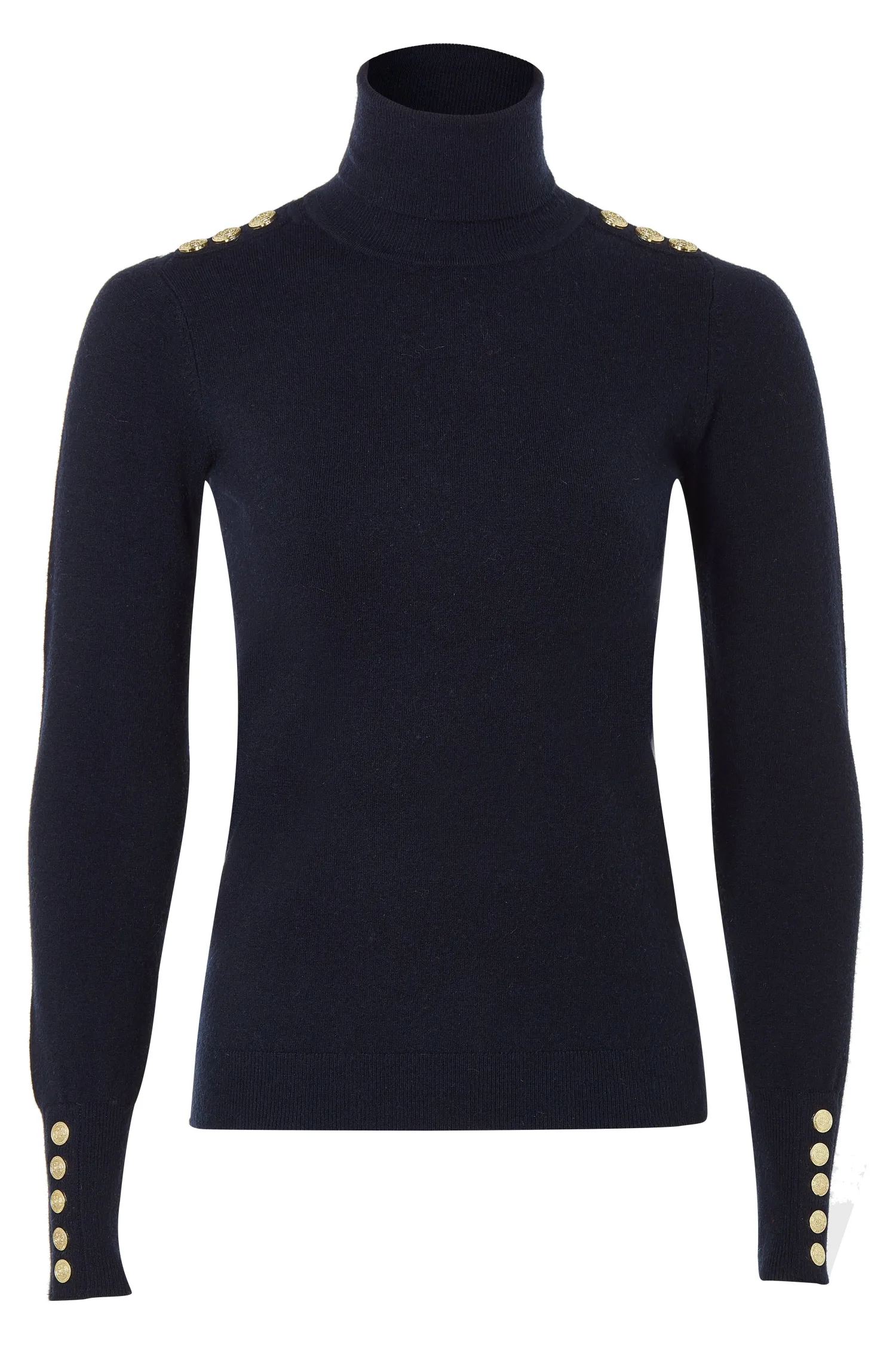 Clearance Buttoned Knit Roll Neck (Ink Navy) Women Knitwear