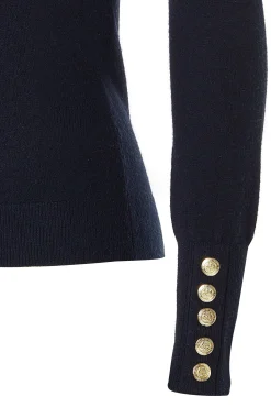 Clearance Buttoned Knit Roll Neck (Ink Navy) Women Knitwear