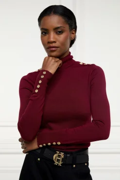 Clearance Buttoned Knit Roll Neck Women Knitwear