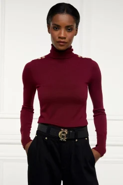 Clearance Buttoned Knit Roll Neck Women Knitwear