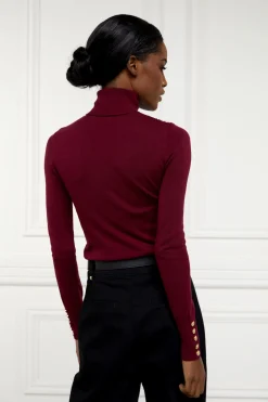 Clearance Buttoned Knit Roll Neck Women Knitwear