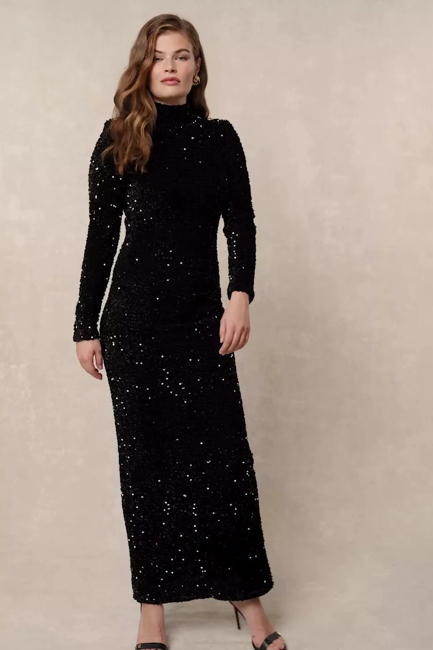 Sale Cara Sequin Maxi Dress (Black Sequin) Women Dresses
