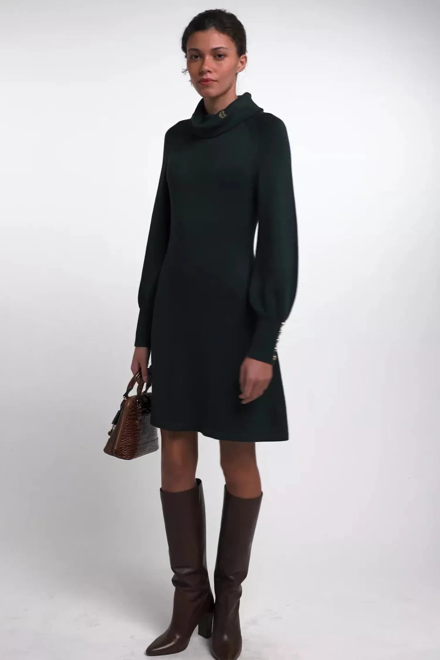 New Chamonix Fit & Flare Dress (Deep Emerald) Women Dresses