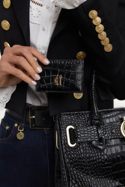 Clearance Chelsea Card Holder (Black Croc) Women Small Leather Goods|Small Leather Goods