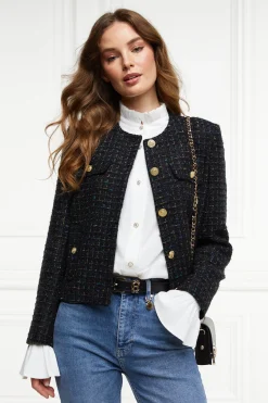 Fashion Chelsea Jacket (Black Rainbow Sparkle Tweed) Women Jackets|Tailoring