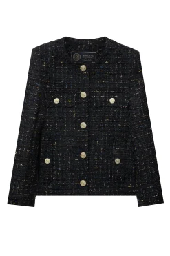 Fashion Chelsea Jacket (Black Rainbow Sparkle Tweed) Women Jackets|Tailoring