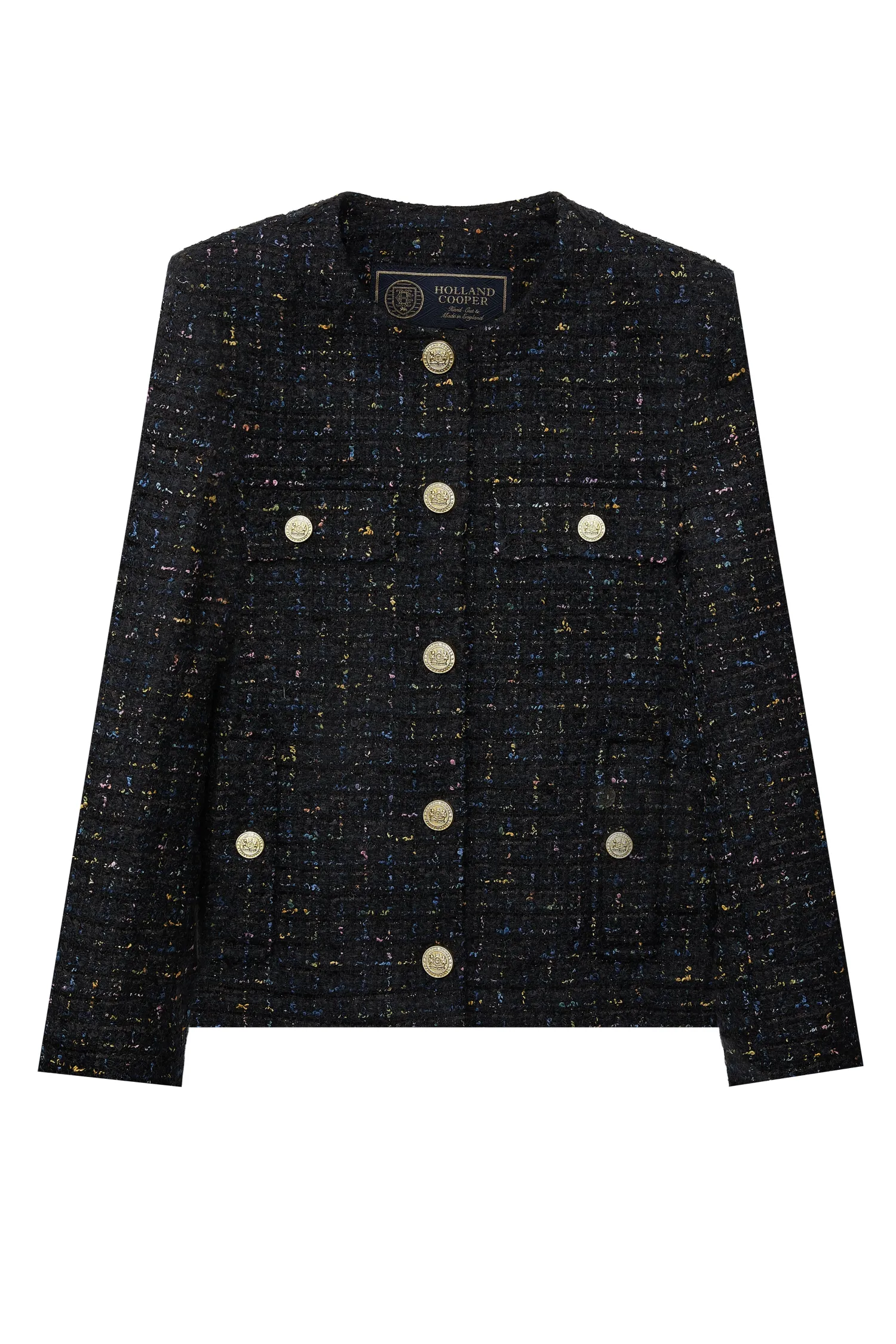 Fashion Chelsea Jacket (Black Rainbow Sparkle Tweed) Women Jackets|Tailoring