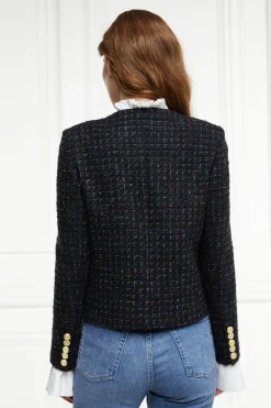 Fashion Chelsea Jacket (Black Rainbow Sparkle Tweed) Women Jackets|Tailoring