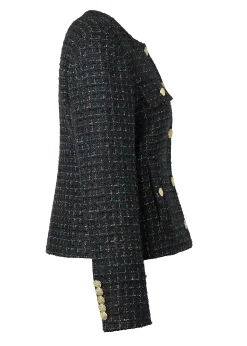 Fashion Chelsea Jacket (Black Rainbow Sparkle Tweed) Women Jackets|Tailoring