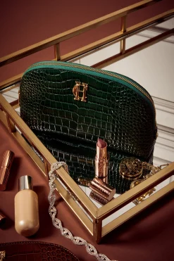 Outlet Chelsea Makeup Bag (Emerald Croc) Women Holdalls & Suitcases|Travel Bags