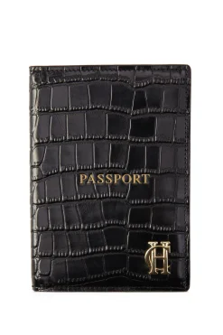 Fashion Chelsea Passport Holder (Black Croc) Women Small Leather Goods|Small Leather Goods