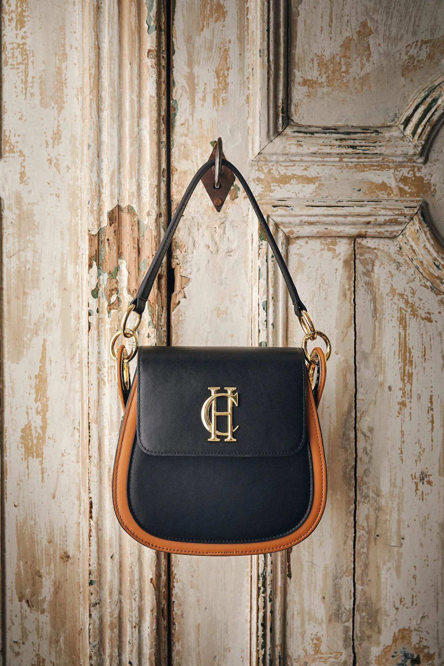 Outlet Chelsea Saddle Bag (Black Tan) Women Crossbody Bags|Bags