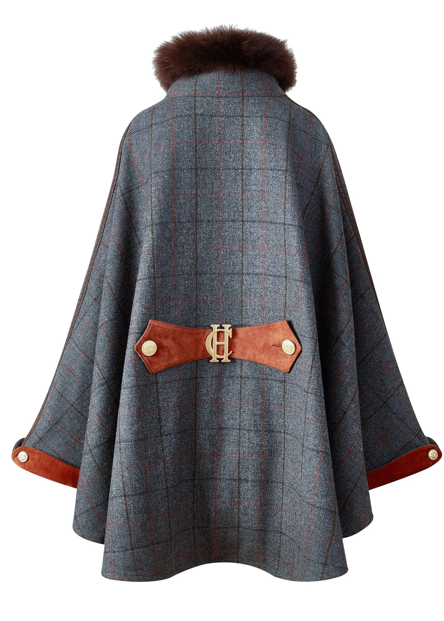 Fashion Chiltern Cape (Mid Blue Check) Women Capes|Tailoring