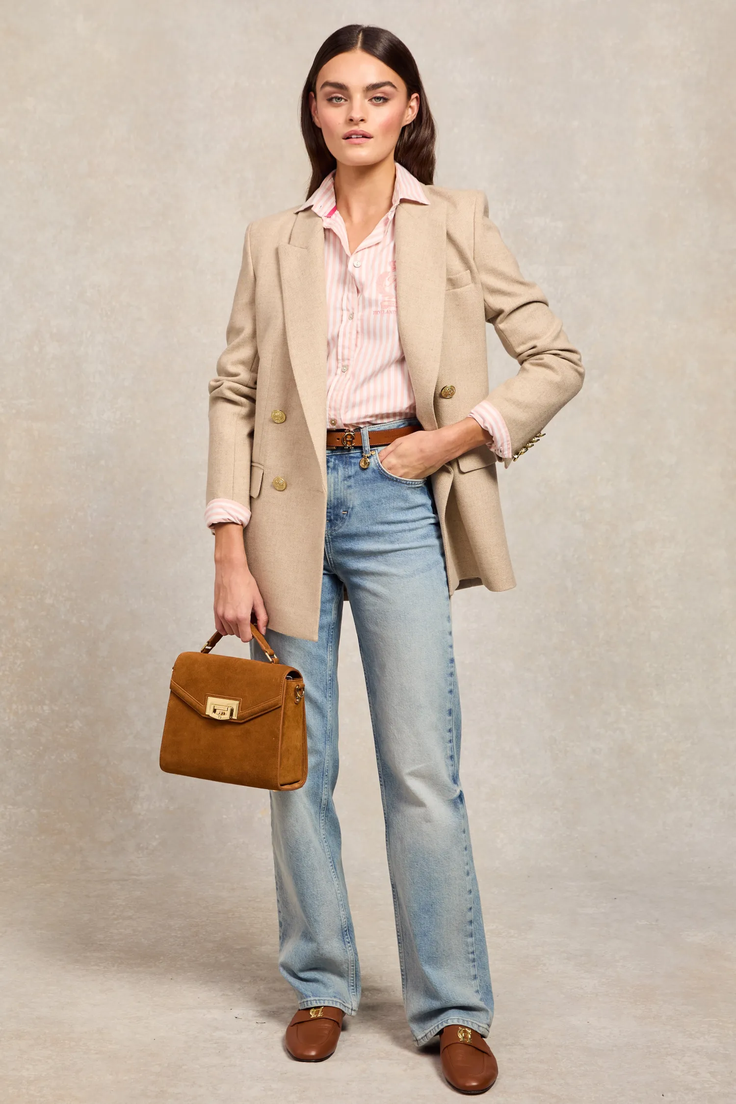 Best Classic Button Down Shirt (Pink Stripe) Women Shirts & Blouses