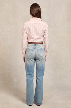 Best Classic Button Down Shirt (Pink Stripe) Women Shirts & Blouses