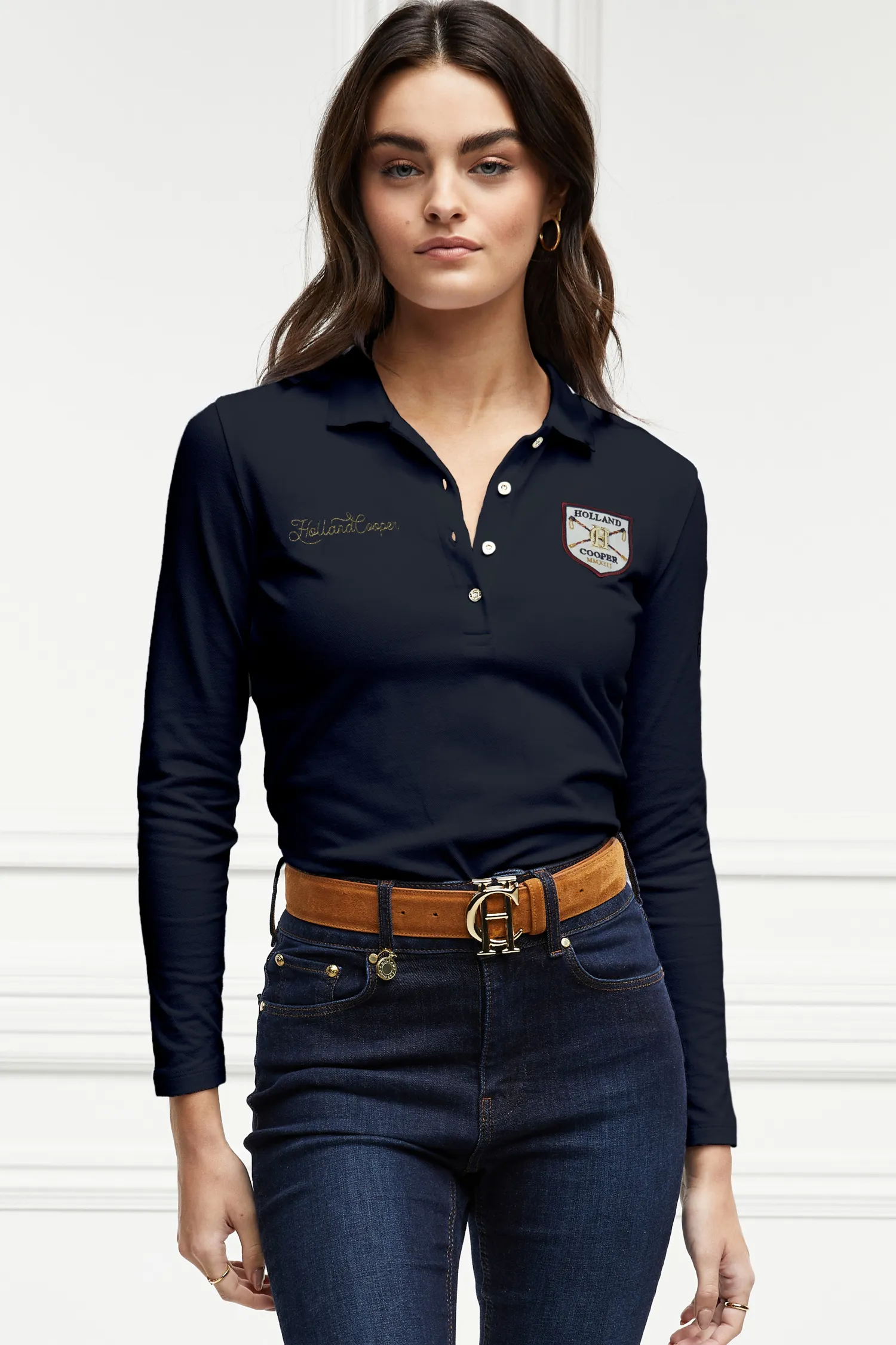Sale Classic Long Sleeve Polo Shirt (Ink Navy) Women Polo Shirts & Tees|Polo Shirts