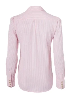 Fashion Classic V-Neck Blouse (Pink Stripe) Women Shirts & Blouses