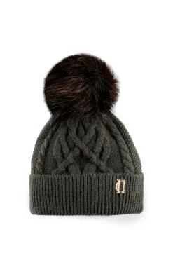 Clearance Cortina Bobble Hat (Fern Green Mink) Women Hats & Headbands|Hats & Headbands