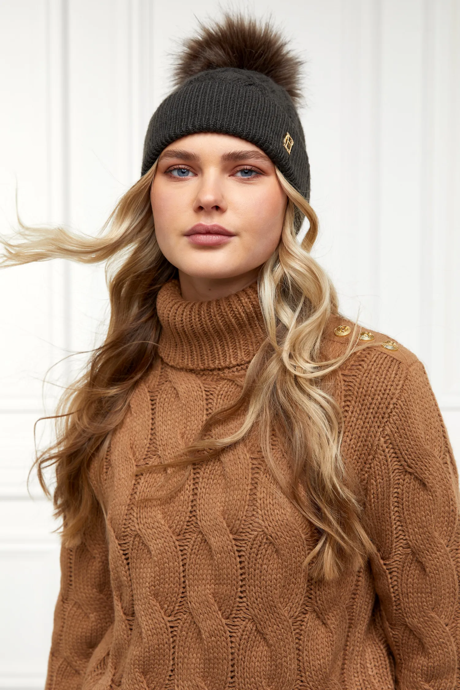 Clearance Cortina Bobble Hat (Fern Green Mink) Women Hats & Headbands|Hats & Headbands