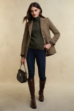 Sale Country Cable Quarter Zip Knit (Forest Green) Women Knitwear