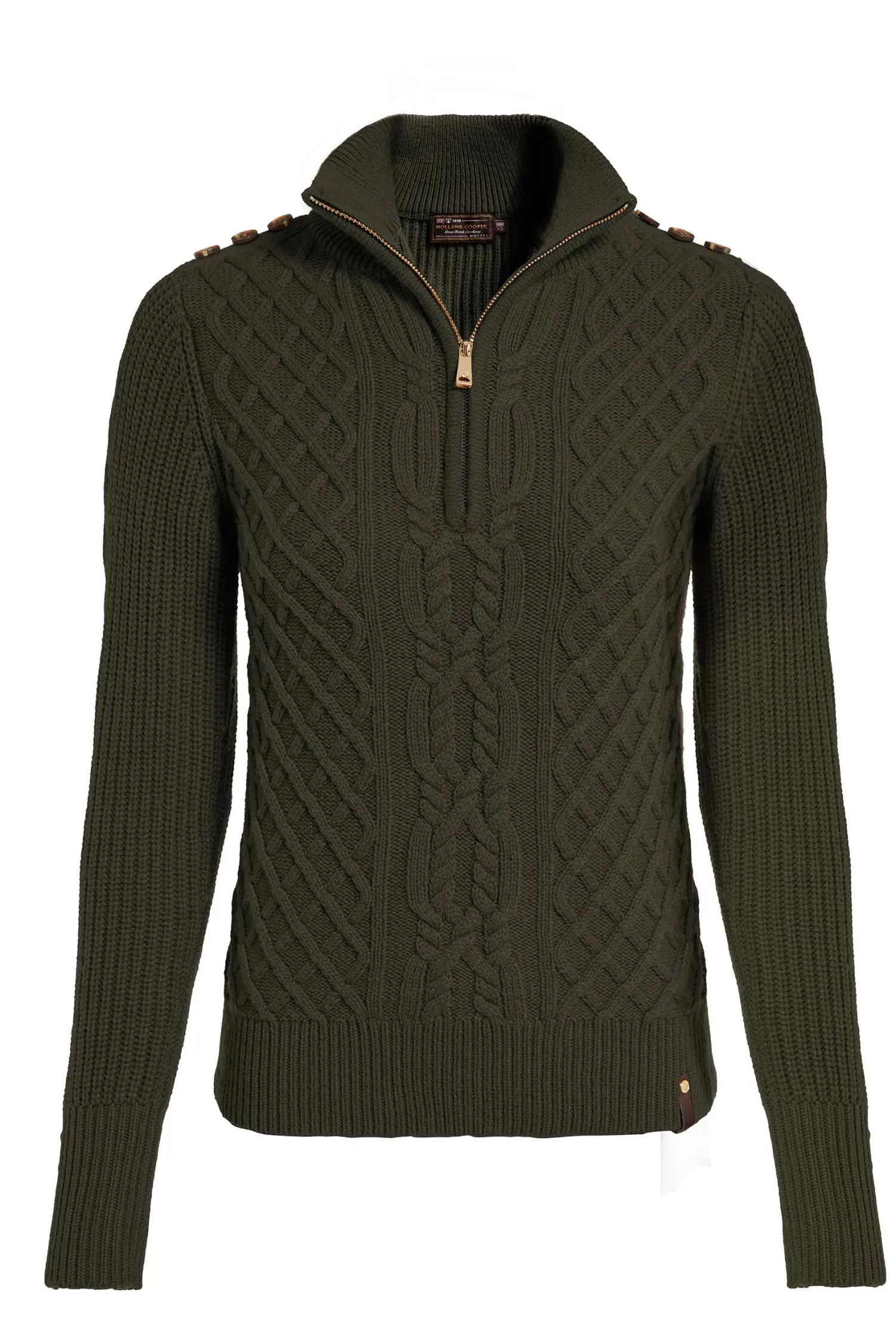Sale Country Cable Quarter Zip Knit (Forest Green) Women Knitwear