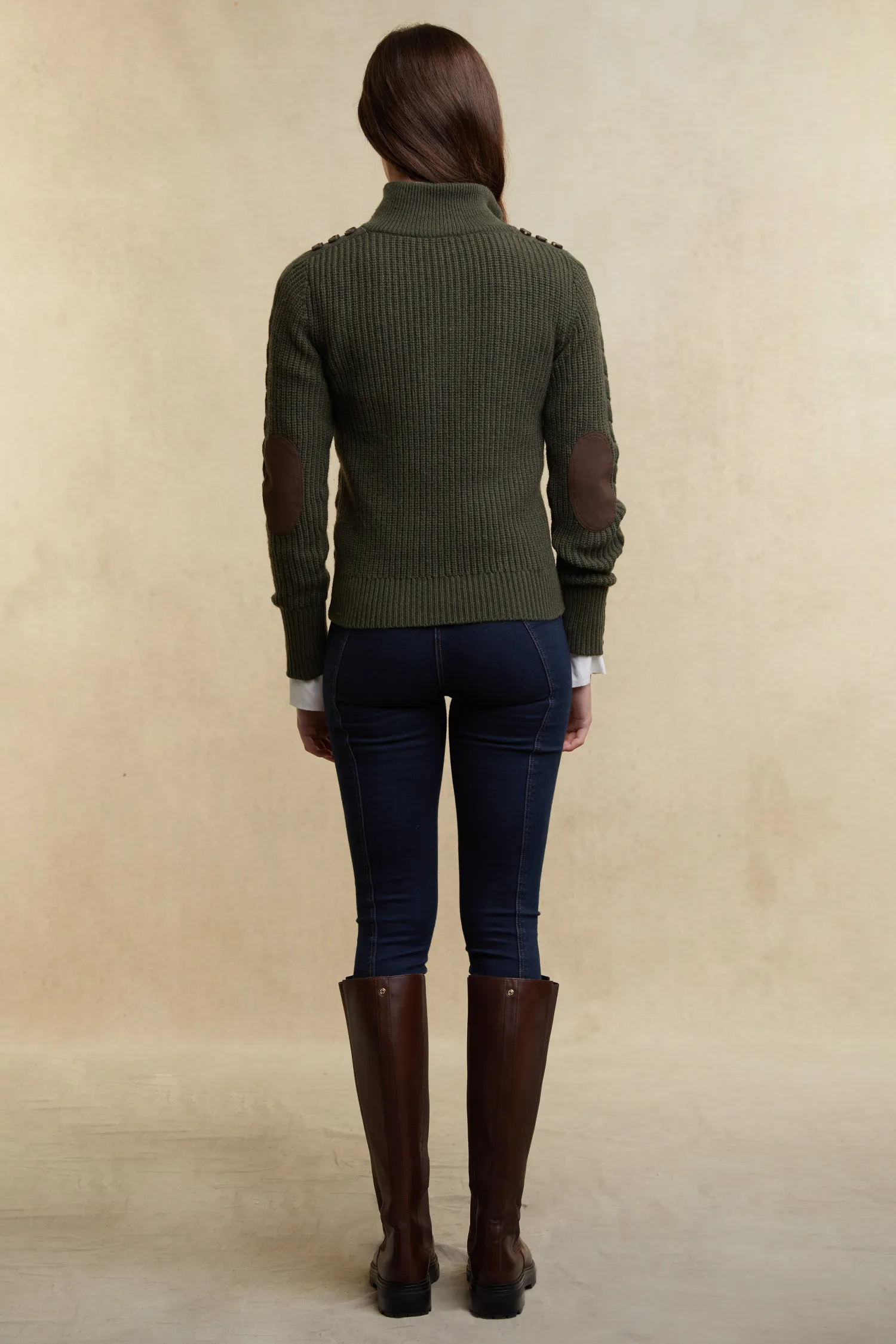Sale Country Cable Quarter Zip Knit (Forest Green) Women Knitwear