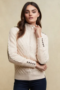 Fashion Country Cable Quarter Zip Knit Women Knitwear