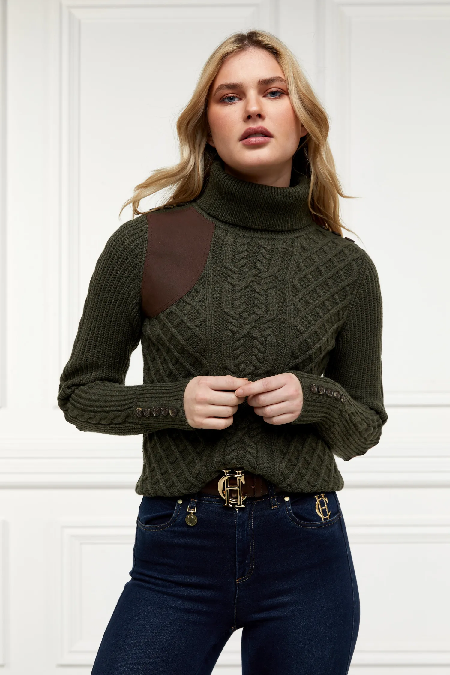 Hot Country Roll Neck Knit (Forest Green) Women Knitwear