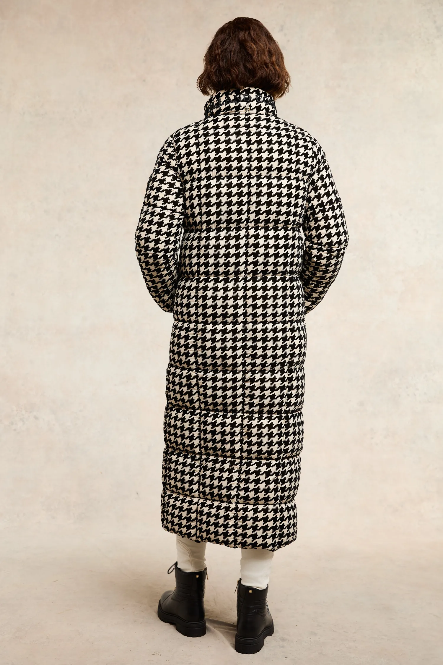 Fashion Crawford Longline Coat (Ecru Houndstooth) Women Coats