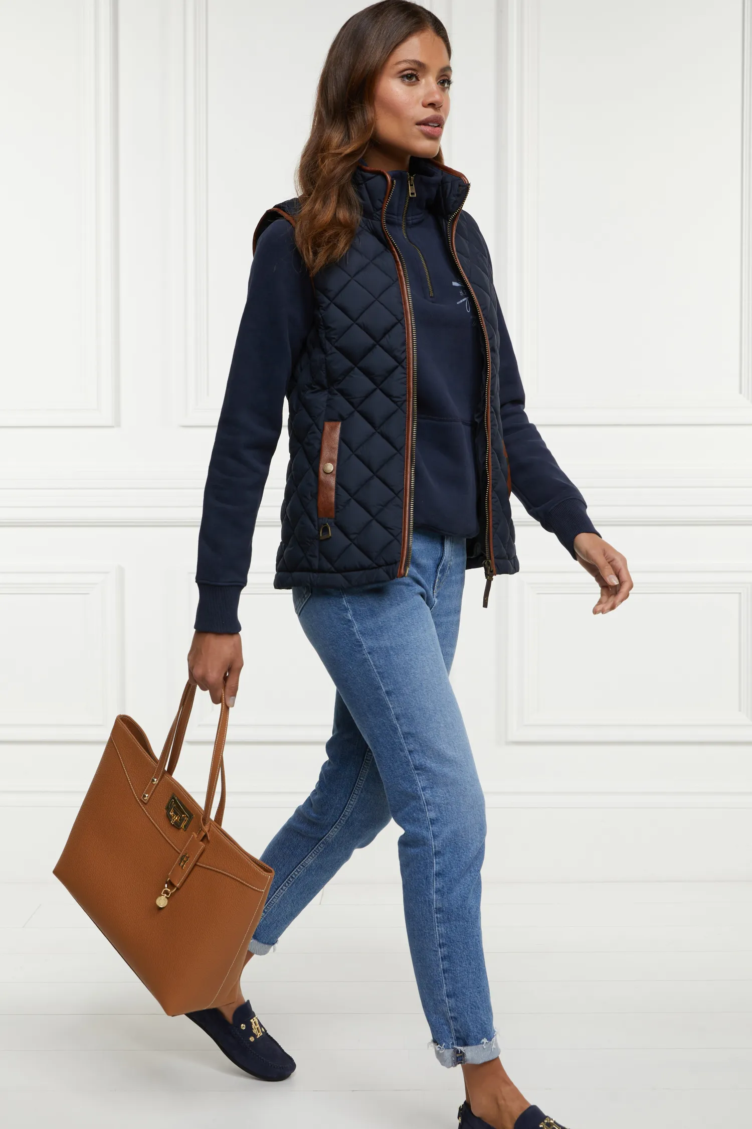 Hot Crest Zip Henley (Ink Navy) Women Hoodies & Sweatshirts|Sweatshirts