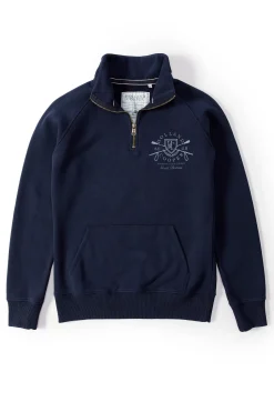 Hot Crest Zip Henley (Ink Navy) Women Hoodies & Sweatshirts|Sweatshirts