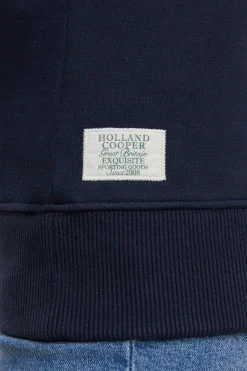 Hot Crest Zip Henley (Ink Navy) Women Hoodies & Sweatshirts|Sweatshirts